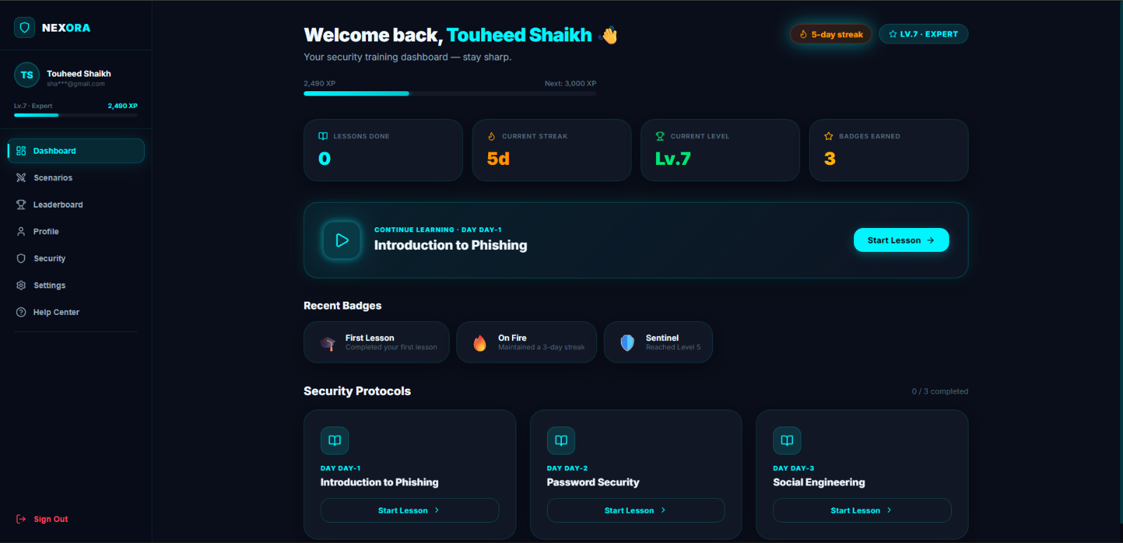 Security Training & Threat Command Dashboard